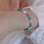 Turquoise & Pearl Stackable Bracelet - Protection & Inner Peace