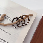 Natural Tiger Eye Stone Ring Light Luxury Beaded Women's Ring