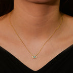 Devil's Eye Necklace, Pure Silver Zircon Vintage Collarbone Chain
