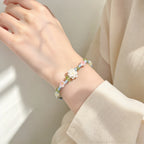 Bracelet tressé floral fait main