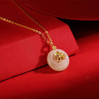 Hetian Jade Lotus & Carp Necklace - Lotus & Koi for Prosperity