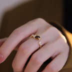 Planet Tiger's Eye Healing Crystal Ring, Wealth & Courage Talisman