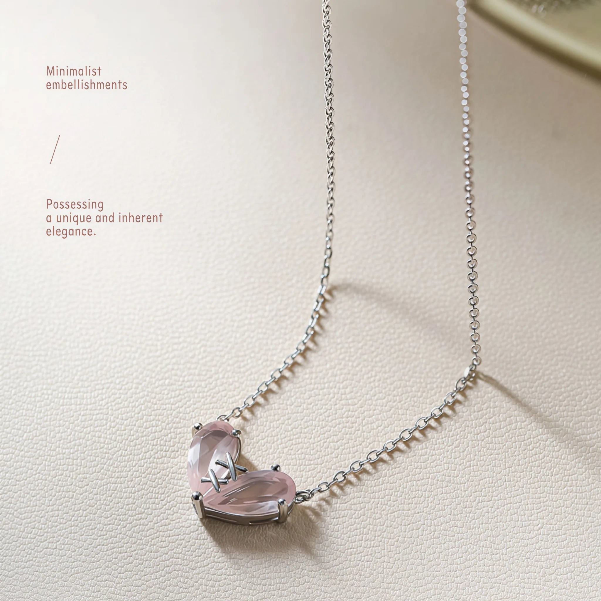 Collier Cœur en Quartz Rose - Guérir et Rétablir avec Amour