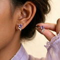 Clous d'oreilles naturels en améthyste Mystic Fox