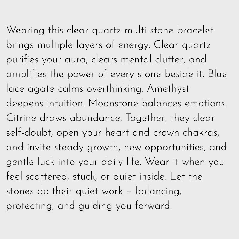 Clear Quartz & Multi-Stones Bracelet– Purify Mind, Open Path, Attract Luck