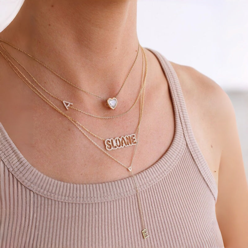 Y-Neck Custom Initial Necklace Adjustable Versatile Personalized Choker