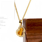 Golden Tiger Eye Gourd Necklace — Niche Luxury Crystal Charm for Wealth & Blessing