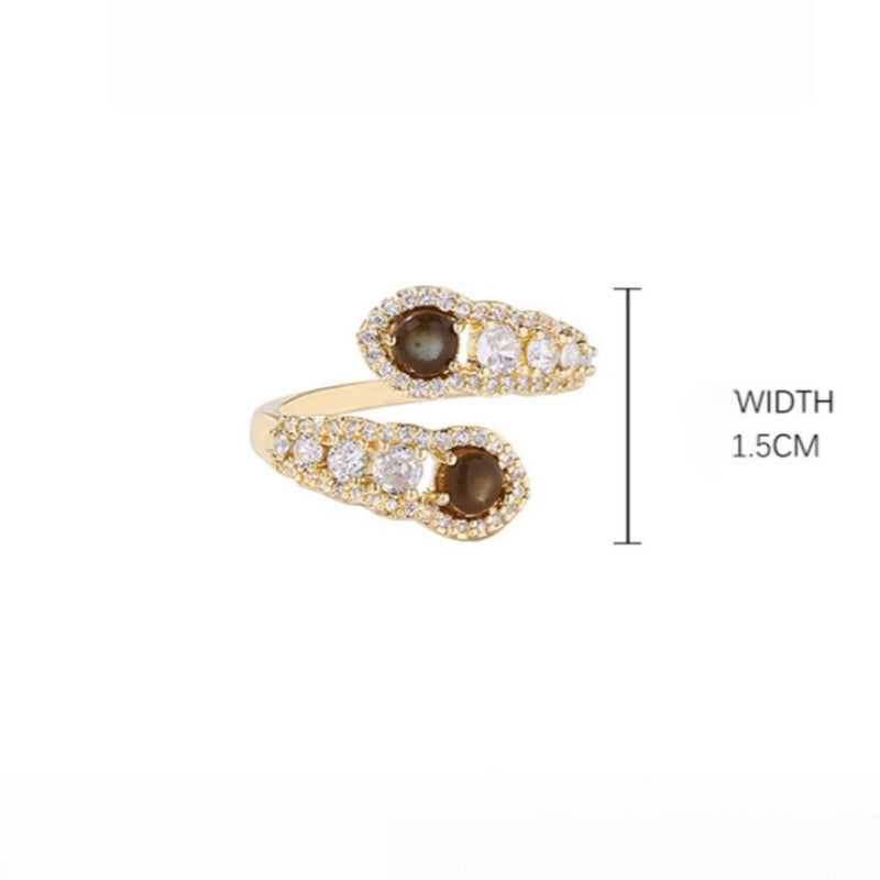 Bague en cristal œil de tigre brillant - Apportez la prospérité