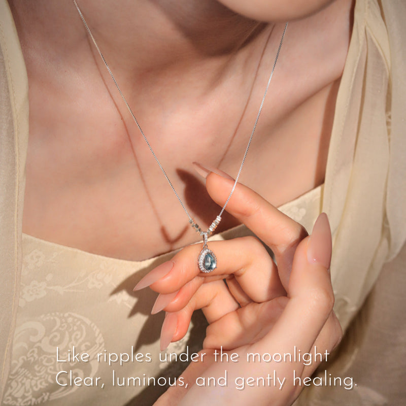 Natural Aquamarine Necklace – Activate Throat Chakra, Clear Expression, Attract Benefactors