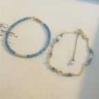 Natural Blue Apatite & Pearl Bracelet - Clear Mind & Gentle Self‑Expression