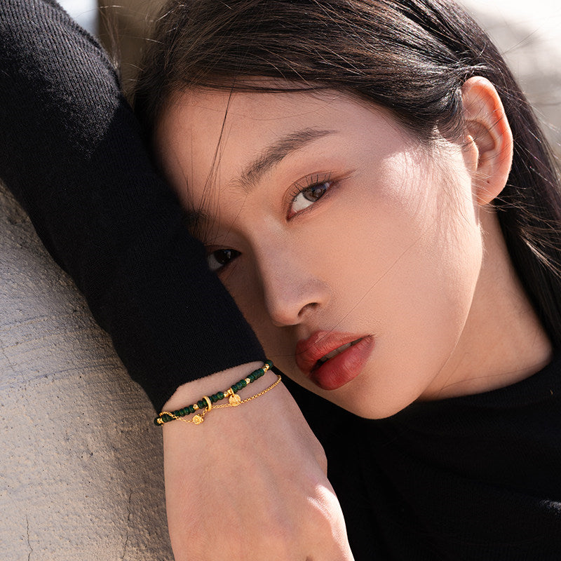 Bracelet en jade Hetian naturel Lotus Éclat Pur