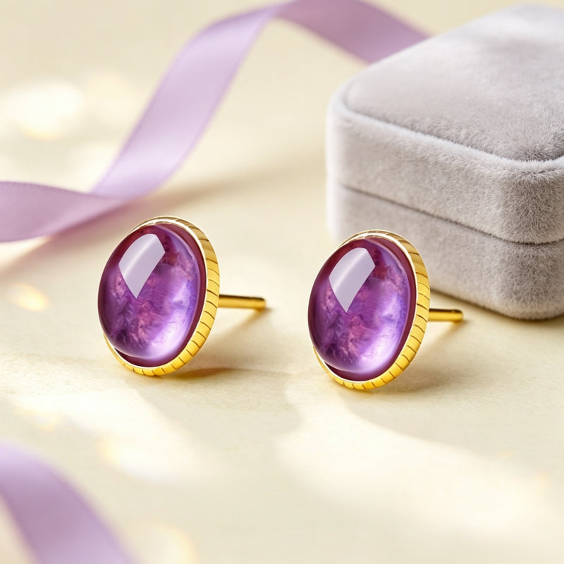 Natural Amethyst Protection Earrings - Guards Restful Sleep