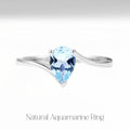 Aquamarine Ring S925 Silver Teardrop Luck Ring