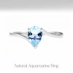 Aquamarine Ring S925 Silver Teardrop Luck Ring