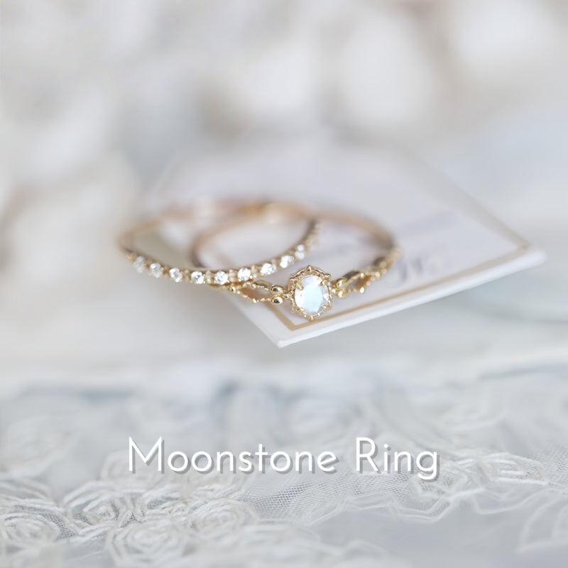 Goddess of Radiance Moonstone Stackable Rings – Gentle Intuition, Feminine Protection