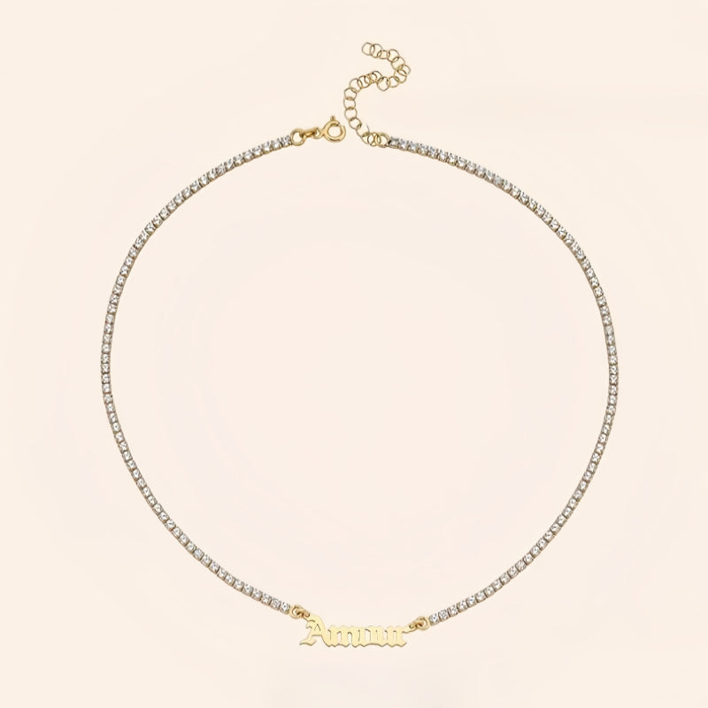 Dainty Personalized Letter Tennis Chain Necklace Custom Jewelry
