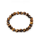 Bracelet en Pierre Naturelle Œil de Tigre Polygonale, Tendance Personnalité, Cadeau Couple