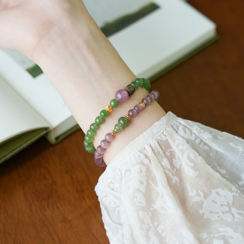 Nephrite Green Jade Gourd Cat's Eye Bracelet - Protection and Healing