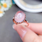 Oval Rose Quartz Crown Ring - Raise Your Love Vibration