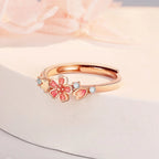 Bague Fleur de Cerisier en Argent Pur avec Émail à Froid - Bague Amour Pur