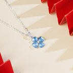 Pendentif Trèfle à quatre feuilles bleu en cristal naturel – Cadeau porte-bonheur pour elle / Maman