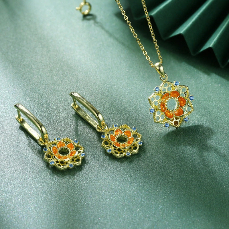 Collier ras-du-cou « Lian Huang » Lotus oriental – Bijoux de style chinois