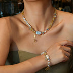 Choker en perles baroques et citrine naturelle - Attire la richesse et change la chance