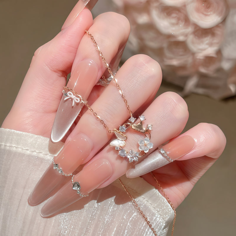 Rose Gold Crown Butterfly Necklace/Bracelet Jewelry Set - Joy and Good Fortune