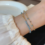 Natural Blue Apatite & Pearl Bracelet - Clear Mind & Gentle Self‑Expression
