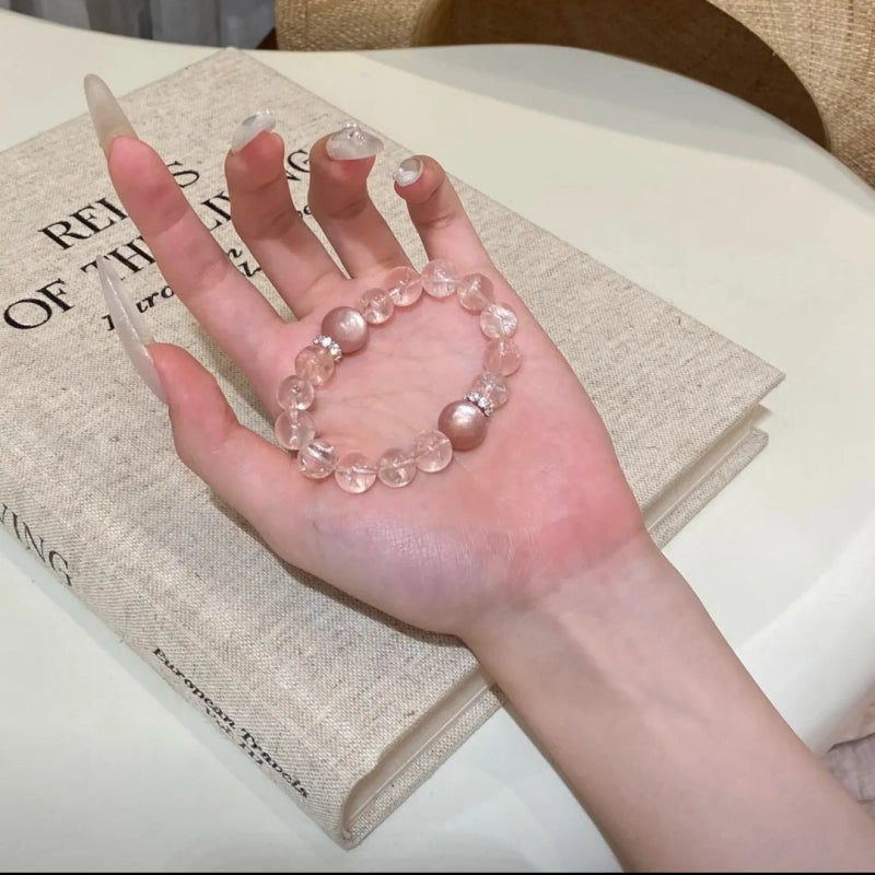 Natural Pink Crystal Pearl Beads Bracelet – Attract Good Relationships, Romance & Gentle Aura