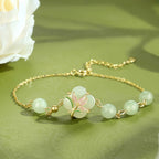Oriental Clover‑Shaped Lotus Hetian Jade Matching Jewelry Set - Purify Mind