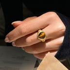 Tiger's Eye Teardrop Gold Ring - Attract Wealth, Block Negative Energy & Boost Confidence