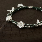 Hand Braided Silver Lotus Butterfly Bracelet - Purity & Freedom