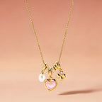 Pink Shell Heart & Pearl Necklace - Attract Gentle Luck