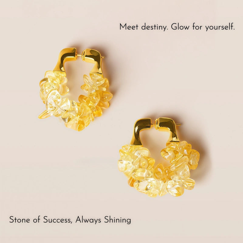 Natural Citrine Vibe Stud Earrings