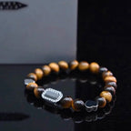 Bracelet œil de tigre naturel — Perles porte-bonheur diffuseur d'arôme pour couple