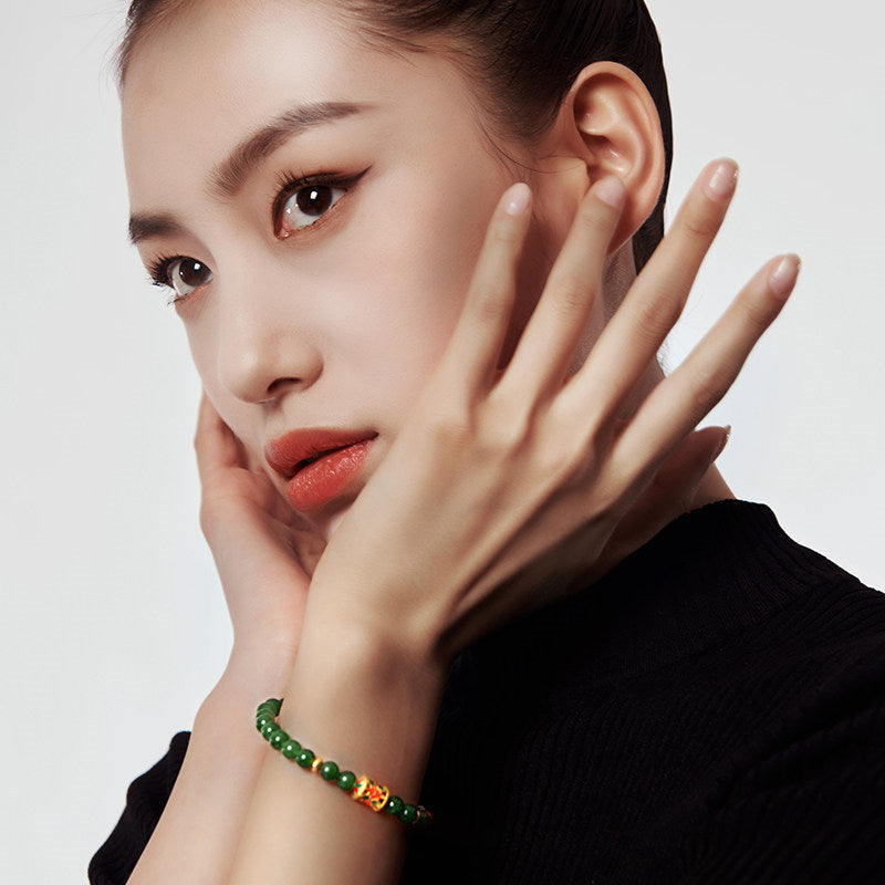 Bracelet en jade Hetian naturel Lotus Éclat Pur