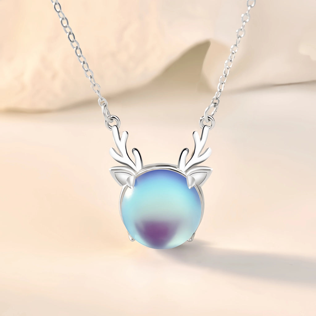 Pendentif Trèfle à quatre feuilles bleu en cristal naturel – Cadeau porte-bonheur pour elle / Maman