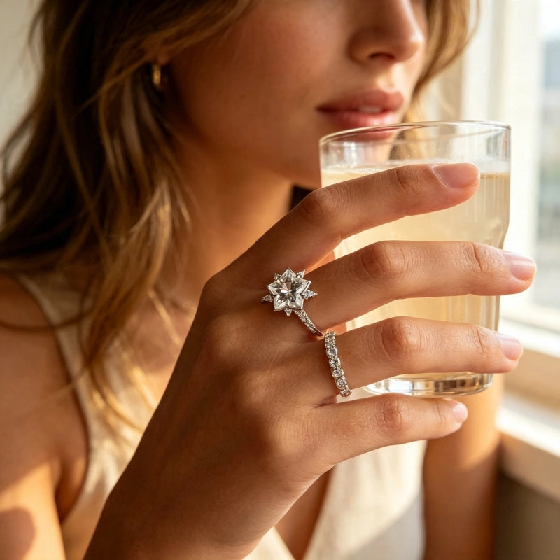 Natural Clear Crystal Star Ring - Delivers Sweet Romantic Love