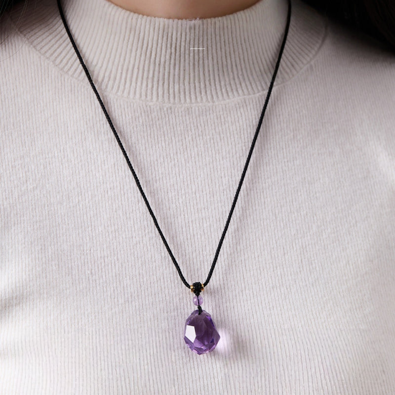 Freeform Amethyst Luck Pendant Purple Aura