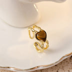 Bague Cœur Œil de Tigre - Apaise l'Esprit et Repousse les Perturbations Extérieures