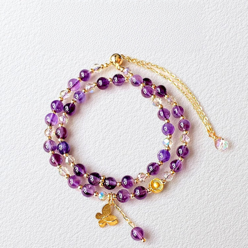 Citrine & Amethyst Double-Layer Bracelet - Attract Wealth, Boost Luck, Layer for Career Success