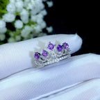 Natural Amethyst Crown Ring – Calm Mind, Clear Luck