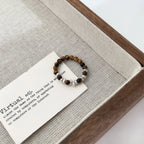 Natural Tiger Eye Stone Ring Light Luxury Beaded Women's Ring