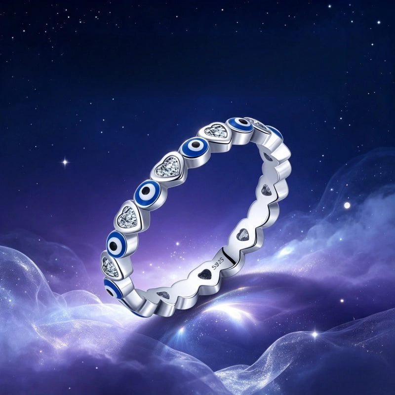 Bague Porte-Bonheur Œil Bleu Contre le Mauvais Œil