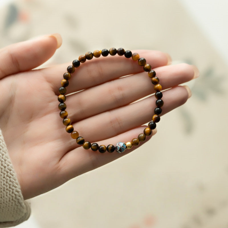 Lotus Natural Tiger Eye Wealth Bracelet — Peace & Happiness, Continuous Good Luck