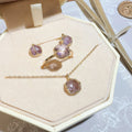 Faceted Square Rutilated Quartz & Amethyst Rose Gold Gift Box Set - Strengthen Personal Aura