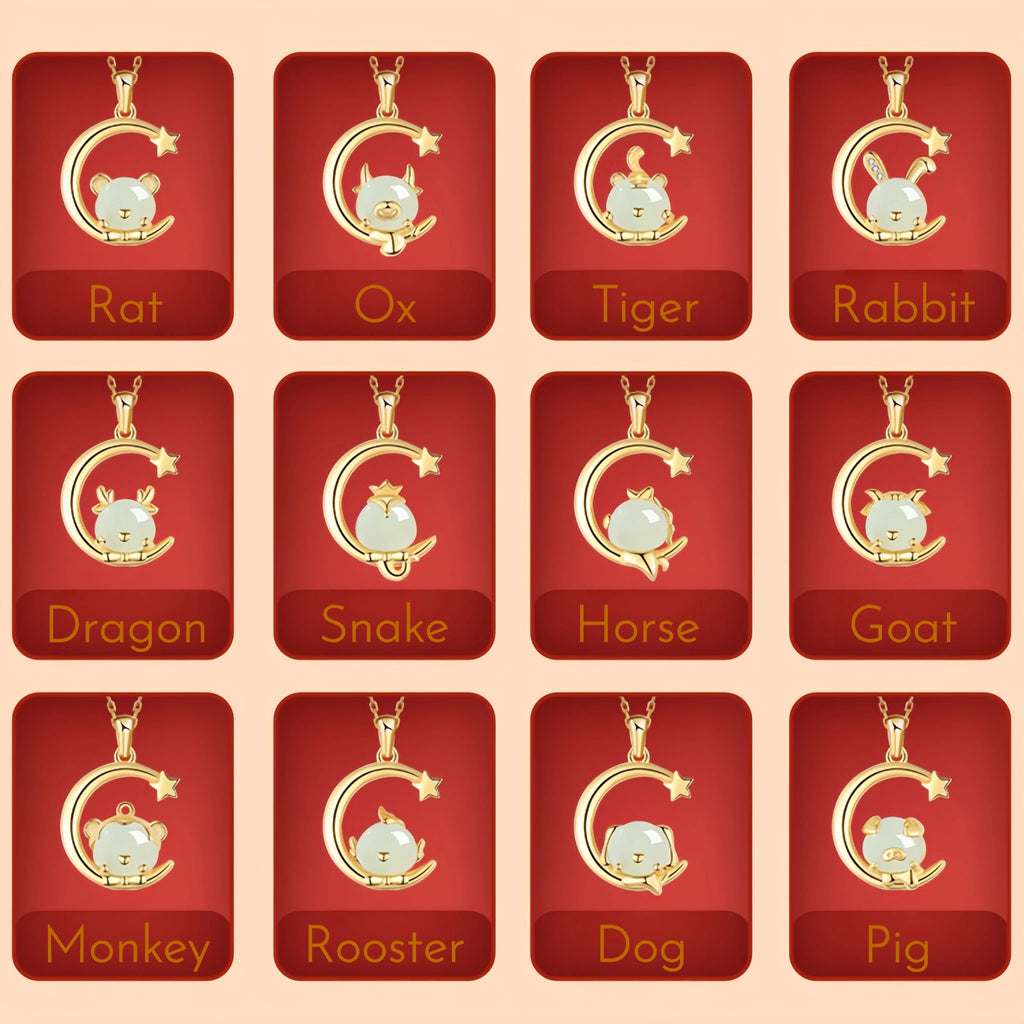 Hetian Jade Chinese Zodiac Necklace - Peace and Blessings All the Time