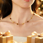 Natural Tiger Eye Stone Necklace, Maillard Starry Sky Choker Necklace