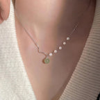 Asymmetrical Chain Hetian Jade and Pearl Necklace - Perfection & Serenity
